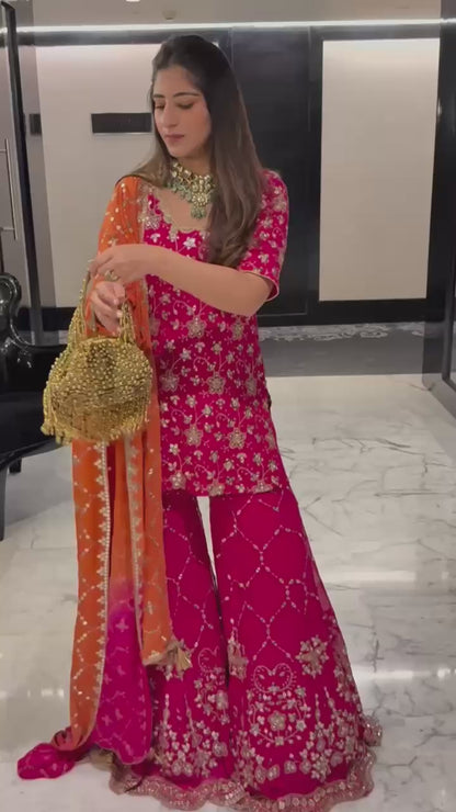 Launching New Designer Party Wear Top Plazzo & Dupatta Set