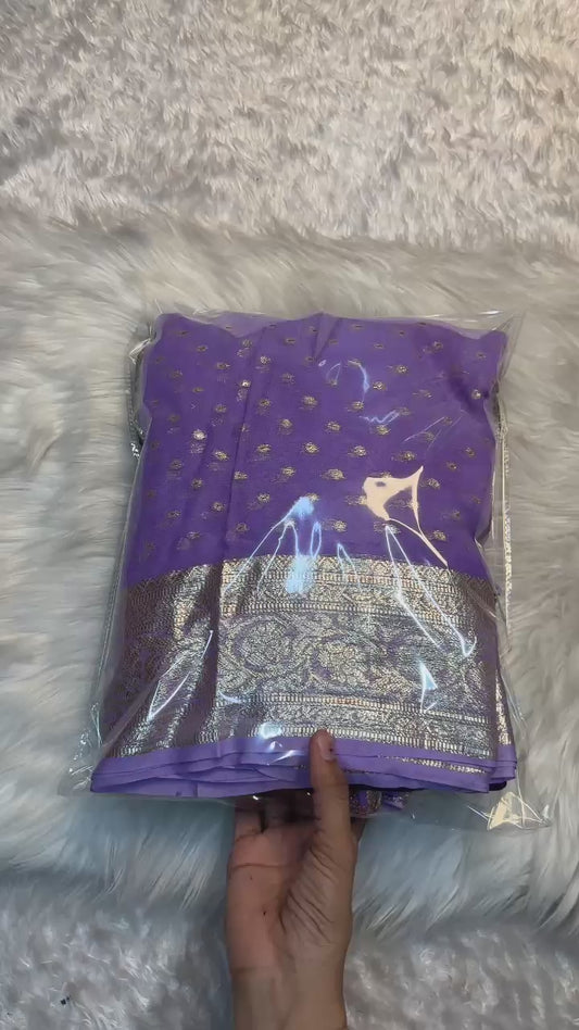 Viscose Georgette Saree With Banarasi Multi Emrodiry Work