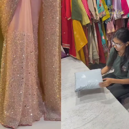 Premium Soft Net Saree with Sequins & Beads Embroidery