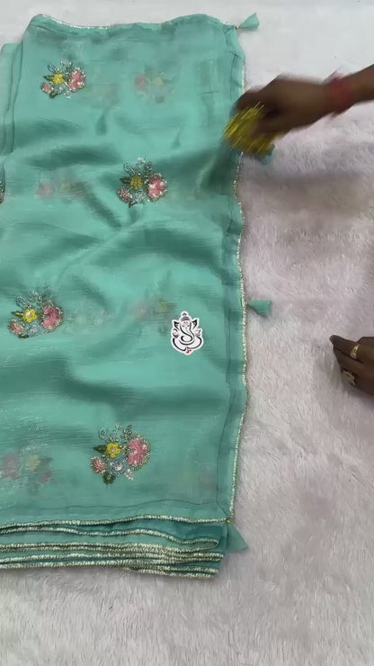 Heavy Beets Khatli  Wth Multi Work & Butta In Whole Saree Wth Rich Look Border
