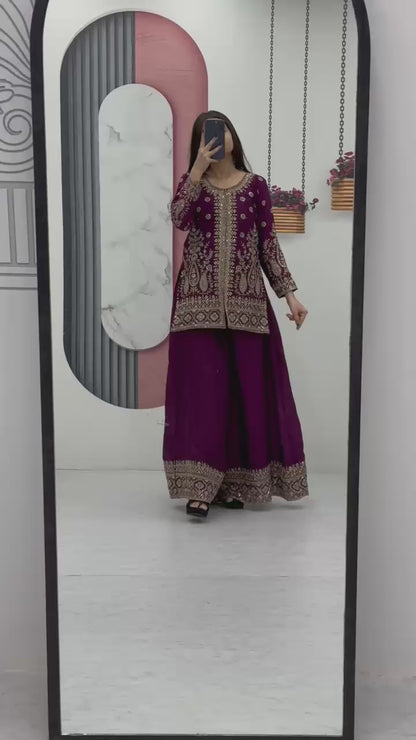 New Designer Party Wear Top Plazzo & Dupatta Set👗